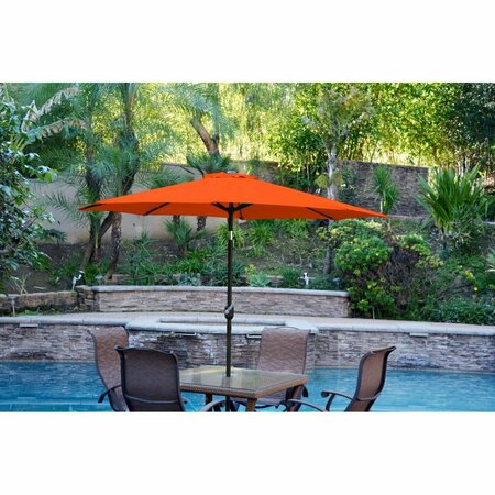 JECO 9 ft. Aluminum Patio Market Umbrella Tilt with Crank - Orange Fabric & Black Pole UBP92-UBF99